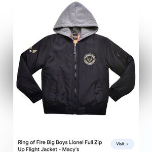 NWT Ring of Fire Big Boys Lionel Full Zip Up Flight Jacket youth size medium